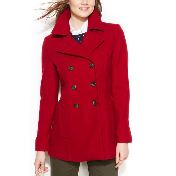 Tommy Hilfiger Jackets & Blazers - ❤️Tommy Hilfiger Pea Coat Double Breast Jacket Red